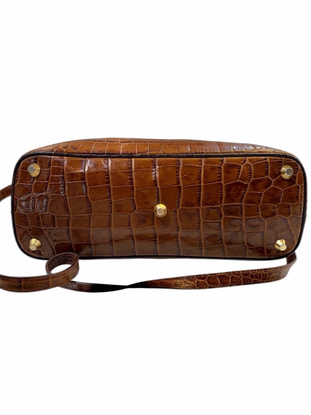 Brown Crocodile Leather Top-Handle Bag with Shoulder Strap Made in Italy 🇮🇹 - Picture 4 of 15